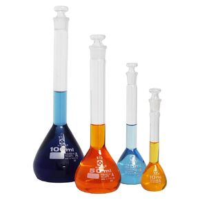 Vee Gee Scientific 202GK-004 Class A Volumetric Flask Glassware Kit in 4 Capacity Sizes (Pack of 4)