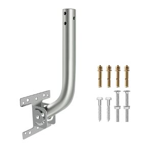 Universal Outdoor Weather Station/Antenna/Monitor, Lights Mounting Pole, Adjustable Pivot/Lock Bracket & J-Pipe Mast(1.5" Diameter, 12" Arm Length）, Easy Installation, Solid Structure, Weather Proof