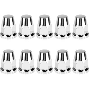 SEHNSUCHT 33mm ABS Axle Cover with Chrome Plating, Pointed Combo Kit Spike Screw-on Lug Nut Covers for Semi Truck with 2 Front and 4 Rear Axle Wheel Covers and Removable Hub Caps