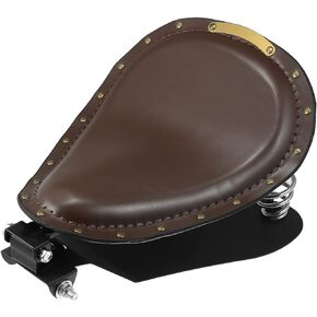 Motoforti 1 Set 3 Inch Motorcycle Rivet Solo Seat with Spring Base Mounting Kit for Harley Davidson Sportster XLH883 1986-2003 Brown