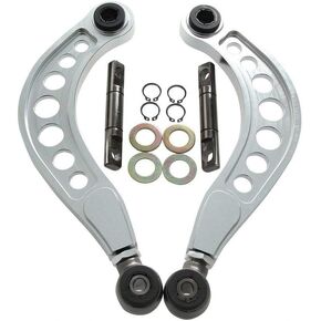 BLACKHORSE-RACING 2PCS Rear Adjustable Upper Camber Kit Silver Compatible with 2006 2007 2008 2009 2010 2011 2012 2013 2014 2015 Honda Civic LX EX DX SI