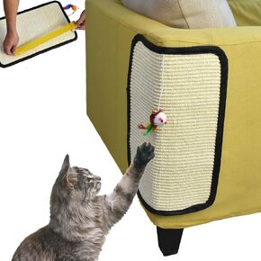 2 Pcs Cat Scratch Furniture Protector Sisal Mat, Adhesive or Non-Marking Nails Cat Couch Protector from Cat Claws, Cat Furniture Protectors from Cats Scratching, Anti Cat Scratcher Couch