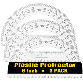 1InTheOffice Plastic Protractor, Math Protractors, Protractor for Geometry, 180 Degrees 6 Inch, Clear Plastic (3 Pack)