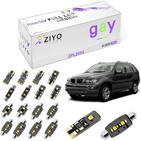 ZIYO LED Interior Light Kit Replacement for BMW X5 1999-2013, 6000K Xenon White Dome Light Bulbs Upgrade Error Free (BMW E53 1999-2006 (19 Bulbs))