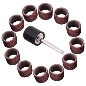 Eujgoov Drum Sanding Bands Sandpaper Drum Polishing Kit Grinding Tools Mandrel Woodworking Craft Polishing Kit 80/320/600Grit(#80)