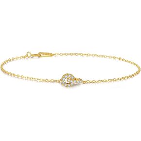 Gold Interlocking CZ Bracelet to Women,14K Gold Plated 925 Sterling Silver Dainty Chain for Girls Trendy Diamond Bracelet for Friendship Jewelry Gifts to Mother's Day Graduation Ceremony