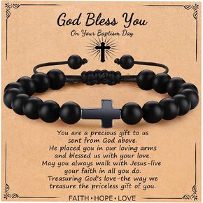 Cross Bracelet for Women Men Christian Faith Religous Jewelry Inspirational Prayer Catholic First Communion Baptism Confirmation Easter Gifts for Daughter Granddaughter Son Grandson