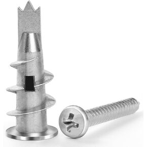 مجموعة 80 قطعة من مرساة ومسامير الحوائط الجافة، مرساة ذاتية الحفر، 40 قطعة من مرساة الحائط شديدة التحمل و40 قطعة من البراغي للجدران الجافة، الألواح الصخرية، الجدار المجوف، جدار الجص، تحمل ما يصل إلى 75 رطل #8 × 1-1/2 in Kuwait