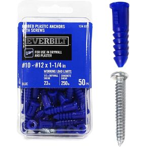 مجموعة متنوعة من مراسي التوسيع مع براغي مكونة من 50 قطعة، مصممة للجدران الجافة والجص، تتضمن 50 قطعة #10-#12 × 1-1/4 بوصة. مرساة بلاستيكية مضلعة و50 قطعة #10 × 1-1/2 بوصة. براغي ذاتية اللولبة in Kuwait