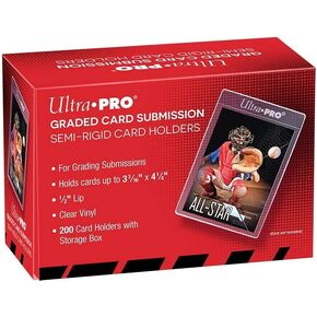 Ultra Pro Graded Card Submission Semi Rigid 1/2" Lip Tall Sleeves | 200-Count with Storage Box