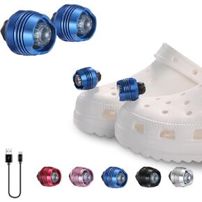 Rechargeable Headlights for Croc 2pcs,Flashlights Attachment for Crocs, LED Shoes Light with 3 Light Modes for Dog Walking, Camping, Running, Suitable for Adults Kids, Black
