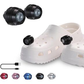 Rechargeable Headlights for Croc 2pcs,Flashlights Attachment for Crocs, LED Shoes Light with 3 Light Modes for Dog Walking, Camping, Running, Suitable for Adults Kids, Black in Kuwait