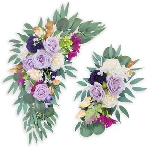 Emivery Dusty Blue Flower Swag Pack of 2, Artificial Wedding Arch Flower Silk Corner Flower Arrangements Wedding Welcome Sign Floral Decoration Wedding Ceremony Backdrop Centerpieces