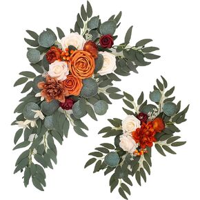 Emivery Dusty Blue Flower Swag Pack of 2, Artificial Wedding Arch Flower Silk Corner Flower Arrangements Wedding Welcome Sign Floral Decoration Wedding Ceremony Backdrop Centerpieces
