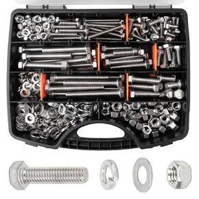 VIGRUE 1060PCS SAE & Metric Bolts Nuts Assortment Kit 1/4-20 5/16-18 3/8-16 and M6 M5 M4 Heavy Duty Assorted Hex Bolts Washers Nuts Fasteners Set with Portable Box, 25 Different Sizes