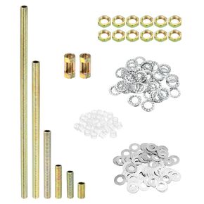 PATIKIL 1/8IP Thread 6 Size Lamp Pipe Kit with Lock Nuts Washers, 2 Set Fasteners Assortment Hardware for Chandelier Ceiling Light DIY, Zinc Plating