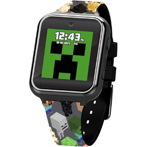 Accutime Minecraft Kids Grey Educational Learning Touchscreen Smart Watch Toy for Girls, Boys, Toddlers - Selfie Cam, Learning Games, Alarm, Calculator, Pedometer & More (Model: MIN4076AZ)