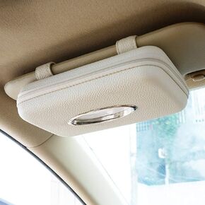Car Tissue Holder, Sun Visor Tissue Holder, Zipper Car Visor Napkin Holder, PU Leather Backseat Tissue Case for Car,Vehicle (Beige)