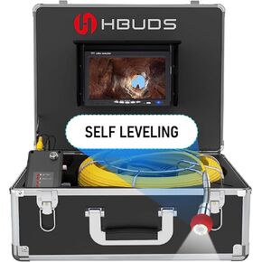 Sewer Camera Self Leveling, 165ft Drain Pipe Cameras with Meter Counter, 12V 4500mAh Battery Plumbing Snake Camera with Light, 7" Color HD Duct Chimney Sewer Inspection Camera with DVR 16GB