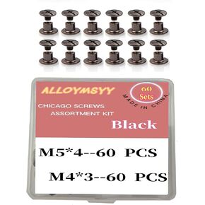 110 Sets Black Chicago Leather Fasteners Leather Rivets Kit for Shoe/Belt Repair/Fabric Rivets