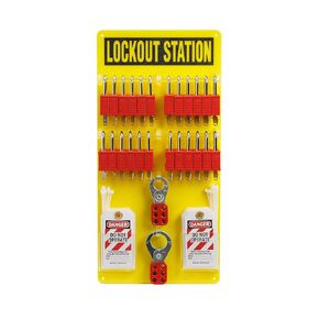 BRADY Lockout Tagout Station with Loto Devices Tag Out Kit Board Includes 24 Keyed Different Safety Lock Set, 4 Hasps for Padlocks. 30 Do Not Operate Tags for Lockout Safety Supply - 153687, Yellow