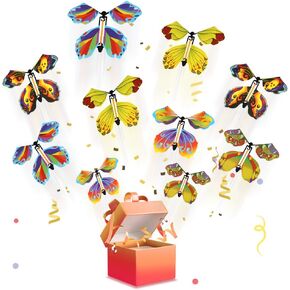 10 Pieces Magic Flutter Flyers Butterflies, Magic Flying Butterfly, Wind Up Butterfly for Surprise Gift in Book/Birthday Surprise Card/Exploding Gift Box/Envelope (Colourful Style)