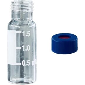 Autosampler Vials 2ML for HPLC GS Amber Borosilicate Glass with Pre-Slit Red PTFE Septa Screw Caps Pack of 1000