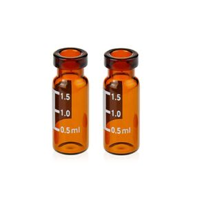Amber 2ML Autosampler Vial, Borosilicate Wide Opening Crimp Top Vial, GC Vial with Graduation, 11mm Aluminum Silver Crimp Seals &Septa, 100pcs