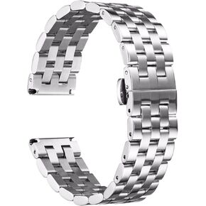 BINLUN Stainless Steel Watch Band Replacement Metal Watch Straps for Men and Women 18mm/19mm/20mm/21mm/22mm/24mm with Curved and Straight End in Silver, Gold, Black, Rose Gold, Two Toned