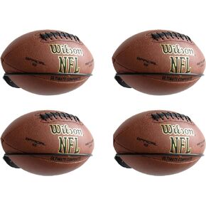 Wallniture SPORTA Wall Mount Football Ball Holder, Organization and Storage Rack, Ball Rack for Garage Organization, Football Office Decor Metal Black Set of 4