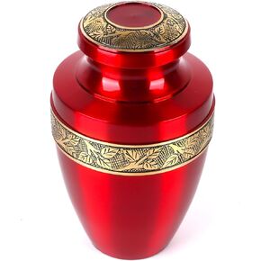 Memorials Cremation Urns for Adult - Adult Funeral Urn Handcrafted - Handcrafted Cremation Urn, Large Burial Urns for Ashes Adult - Large Handcrafted Funeral Memorial - Green Gold