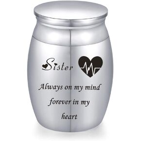 Decorative Memorial Keepsake Urns for Cremains Stainless Steel Mini 1.57 Inch High Small Funeral Urns Cremation Ashes Holder for Family Members