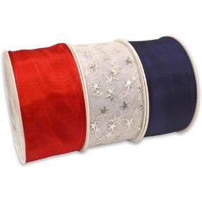 Morex Ribbon Betsy Ross Printed Satin Ribbon Spool, 3/8-Inch by 5-Yard, Red/White/Blue