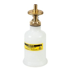 Justrite 14002 Polyethylene Nonmetallic Dispensing Safety Can with Brass Head, 4 oz Capacity, Translucent