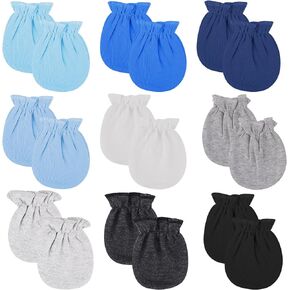 9 Pairs Newborn Baby Mittens Cotton Mittens for Infant Toddler No Scratch Baby Gloves Mittens for 0-6 Months Baby Boys Girls(9 Colors)