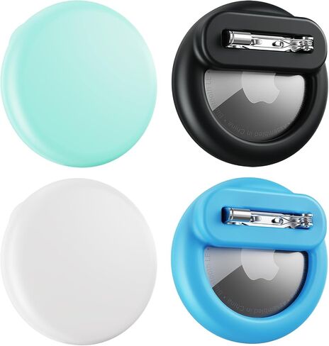 Bingcok Airtag Hidden Holder for Kids with Invisible Pin, 4 Pack | 4 Colors: Black, White, Pink, Purple. Invisible Safety Pin, Waterproof. For Children, Elderly, Luggage, Clothing, Backpack. in Saudi Arabia