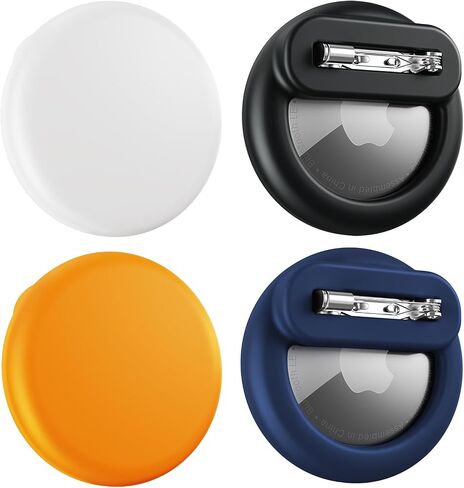 Bingcok Airtag Hidden Holder for Kids with Invisible Pin, 4 Pack | 4 Colors: Black, White, Pink, Purple. Invisible Safety Pin, Waterproof. For Children, Elderly, Luggage, Clothing, Backpack. in Saudi Arabia
