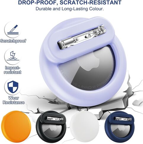 Bingcok Airtag Hidden Holder for Kids with Invisible Pin, 4 Pack | 4 Colors: Black, White, Pink, Purple. Invisible Safety Pin, Waterproof. For Children, Elderly, Luggage, Clothing, Backpack. in Saudi Arabia