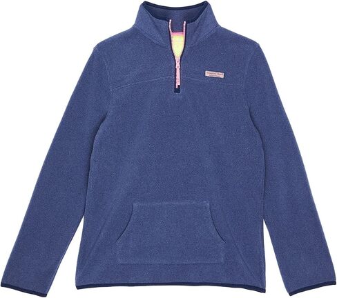 Vineyard Vines Girl's Harbour Fleece Glow 1/2 سحاب (الأطفال الصغار/الأطفال الصغار/الأطفال الكبار) Deep Bay Heather 3T in Saudi Arabia