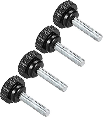 مقابض تثبيت مخرشة، خيط ذكر M6 × 25 مم، رأس 21 مم، مقابض براغي بلاستيكية إبهامية حرارية، أسود - (التطبيقات: لآلات المخرطة)، 4 قطع in Kuwait