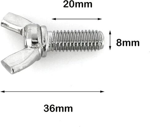 10 قطعة الفولاذ المقاوم للصدأ الجناح الترباس مسامير مع المكسرات M8-1.25x20mm اليد تشديد أدوات ضبط الترباس فراشة الجناح رئيس الإبهام مسامير in Saudi Arabia