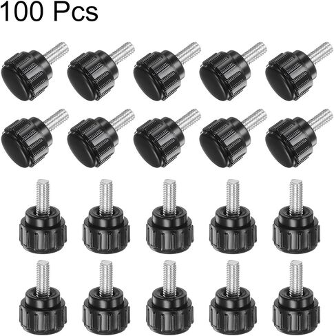 uxcell 30pcs M4 x 10mm Male Thread Knurled Knobs, Thumb Screws Clamping Knobs Grip Plastic Round Head Hand Knobs Thumbscrews, Black in Saudi Arabia