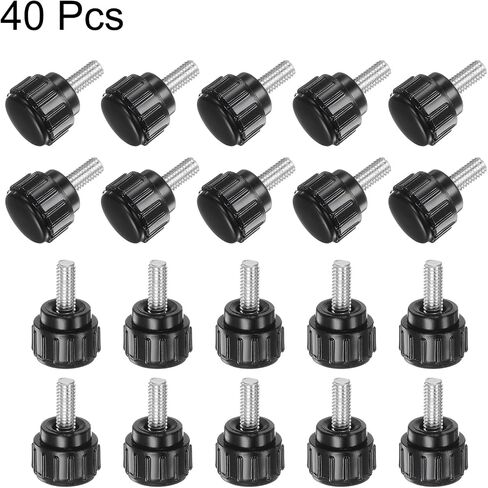 uxcell 30pcs M4 x 10mm Male Thread Knurled Knobs, Thumb Screws Clamping Knobs Grip Plastic Round Head Hand Knobs Thumbscrews, Black in Saudi Arabia