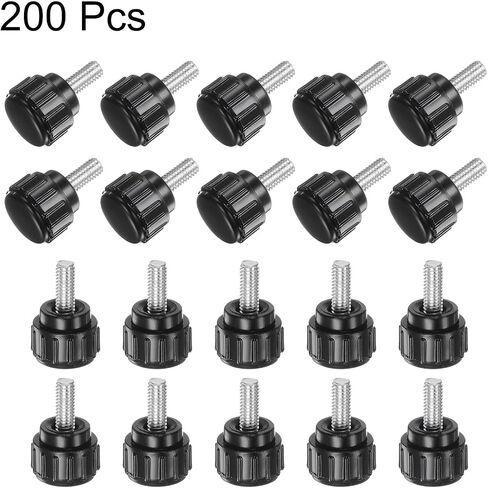 uxcell 30pcs M4 x 10mm Male Thread Knurled Knobs, Thumb Screws Clamping Knobs Grip Plastic Round Head Hand Knobs Thumbscrews, Black in Saudi Arabia