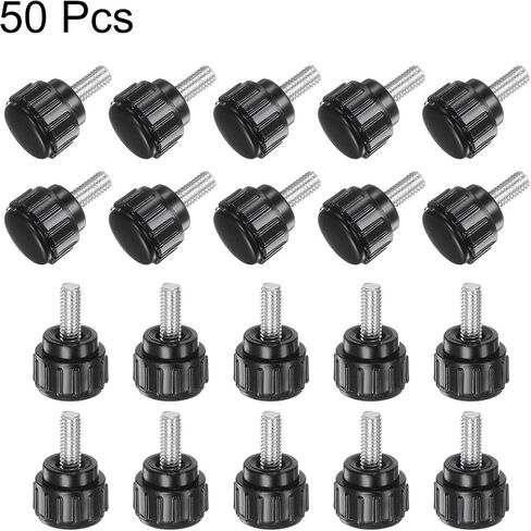 uxcell 30pcs M4 x 10mm Male Thread Knurled Knobs, Thumb Screws Clamping Knobs Grip Plastic Round Head Hand Knobs Thumbscrews, Black in Saudi Arabia