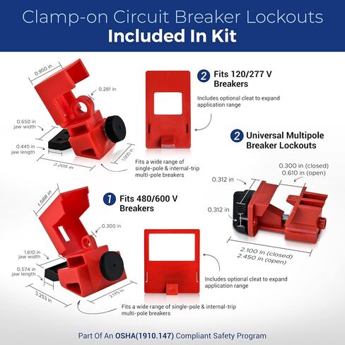 مجموعة BRADY Lockout Tagout - صمامات البوابة، والصمامات الكروية، والمقابس الكهربائية، وقواطع الدائرة. تتضمن 3 أقفال مختلفة ذات مفاتيح حمراء، وقفل للكابل، ومشبك، وعلامات قفل أمان (مفتاح واحد لكل قفل) - 153672، أزرق in Saudi Arabia