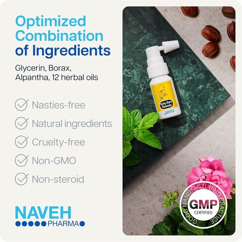 NAVEH PHARMA Itchy Ears Remedy Ear Cleaning and Itch Relief | Treats All Causes of Ear Itchiness | Jet Spray for Eczema Treatment & Clogged Ear Relief | Ear Wax Removal & Ear Drops Wash (0.5 Fl Oz) in Saudi Arabia