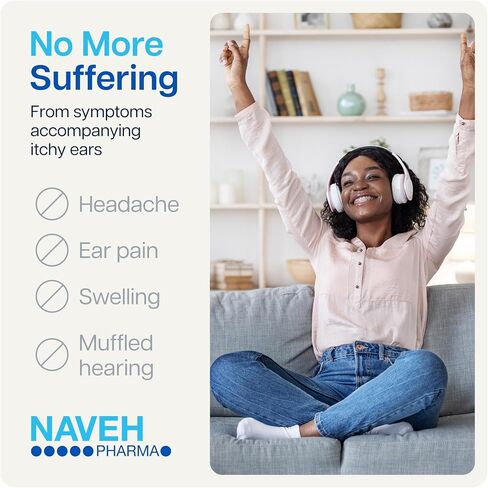 NAVEH PHARMA Itchy Ears Remedy Ear Cleaning and Itch Relief | Treats All Causes of Ear Itchiness | Jet Spray for Eczema Treatment & Clogged Ear Relief | Ear Wax Removal & Ear Drops Wash (0.5 Fl Oz) in Saudi Arabia