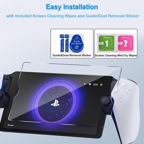 واقي شاشة من الزجاج المقسى مكون من قطعتين لمشغل PlayStation Portal Remote Player، واقي شاشة شفاف عالي الدقة لبوابة PS5، مضاد للخدش، مضاد لبصمات الأصابع، حافة مستديرة in Kuwait