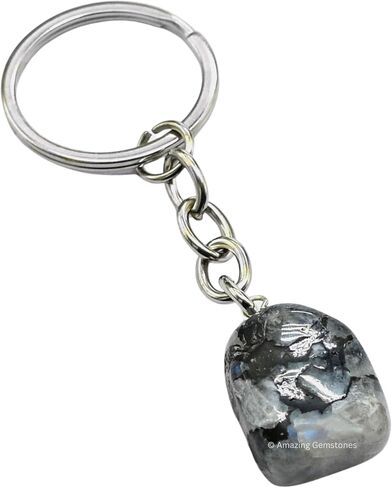 Rainbow Moonstone Crystal Car Key Holder - Crystals and Healing Stones Car Keys Keychain for Gift for Christmas Stockings Stuffers for Women Men Teen Kids (Tumbled Crystal Keychain) in Saudi Arabia